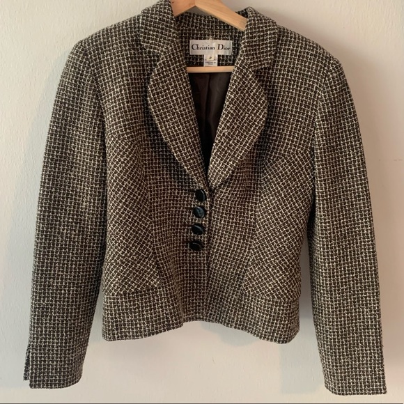 Christian Dior Vintage Tweed Plaid Trendy Jacket